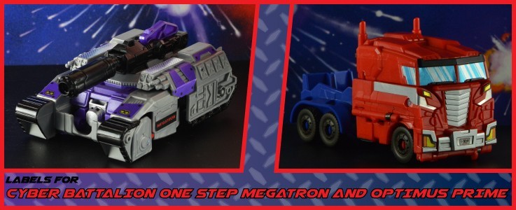 Labels for Cyber Battalion One step Optimus Prime and Megatron