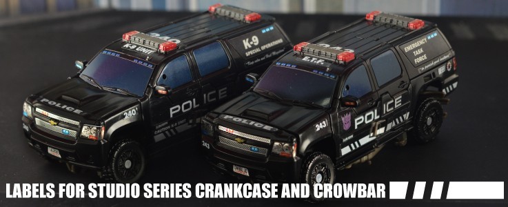 Labels for Studio Series Crankcase and Crowbar