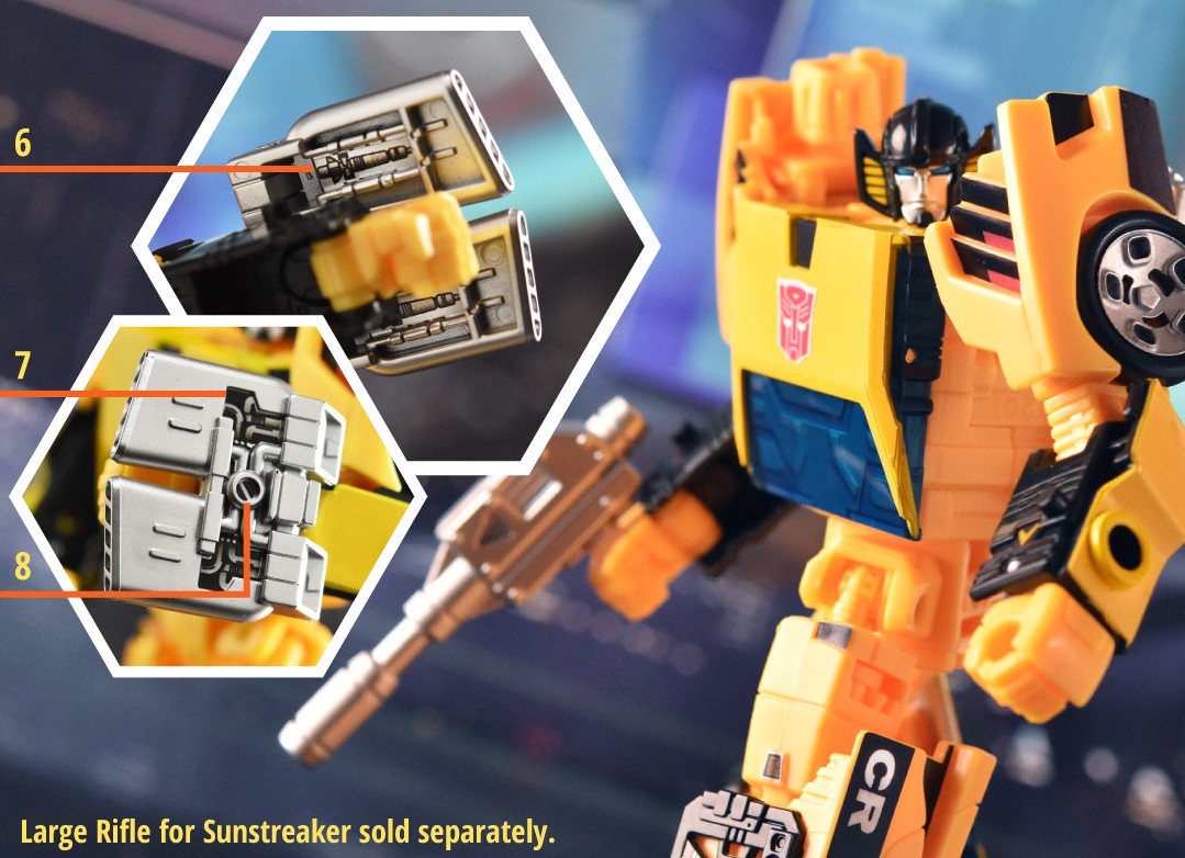Action Figure Transformers Universe Deluxe Class - Autobot Sunstreaker Con Lancia A Impulsi, 2-in-1