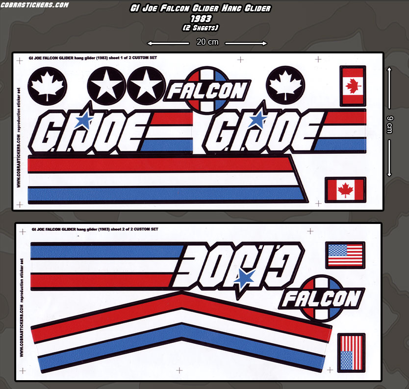 GI Joe Falcon Glider Sticker Decal Sheet 