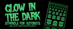 Glow In The Dark Symbols For Autobots (Black Background)