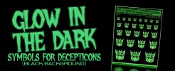 Glow In The Dark Symbols For Decepticons (Black Background)