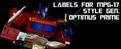 Labels for Optimus Prime (MPG-17 Style Gen.)